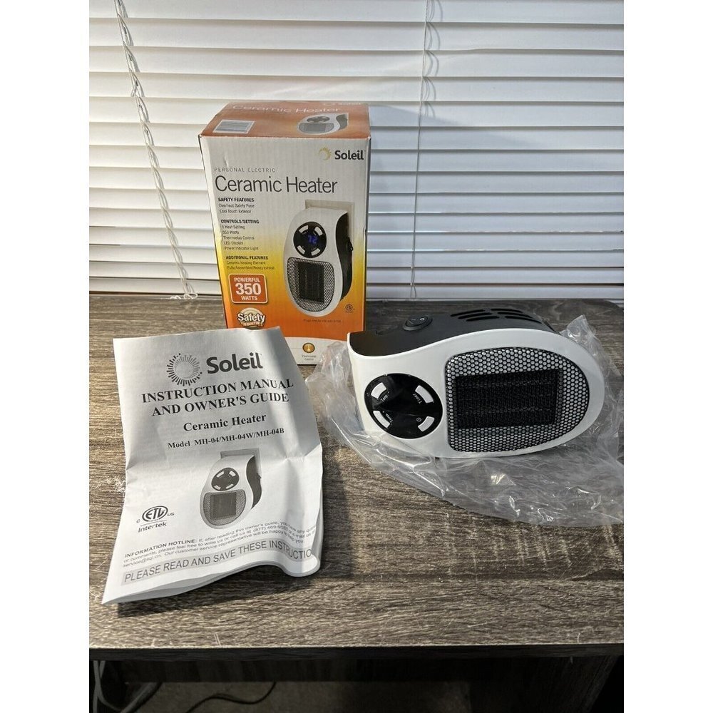 Soleil Electric 350W Personal Ceramic Heater:Powerful,safe coolTouch Outer,WHITE - Picture 2 of 5